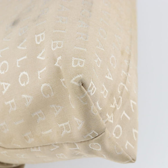 BVLGARI Logo Mania Shoulder Bag Canvas Beige Silver Auth 170371