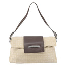 BVLGARI Logo Mania Shoulder Bag Canvas Beige Silver Auth 170371-13