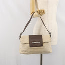 BVLGARI Logo Mania Shoulder Bag Canvas Beige Silver Auth 170371-25