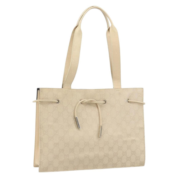 GUCCI GG Canvas Tote Bag Beige Silver 002 1053 Auth 170373