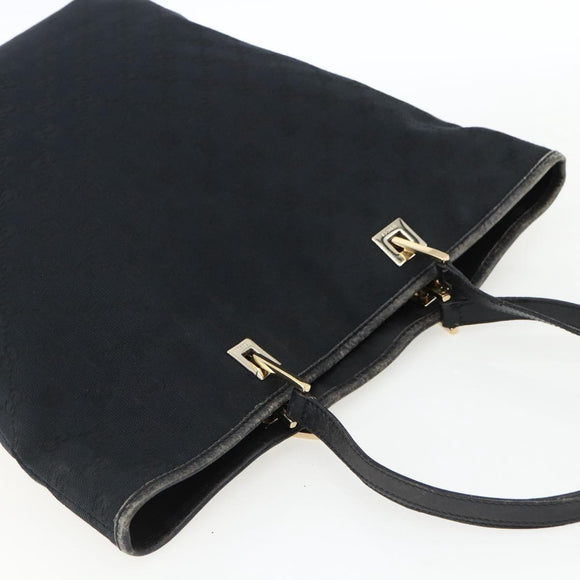 GUCCI GG Canvas Tote Bag Black Gold 002 1098 1705 Auth 170374A