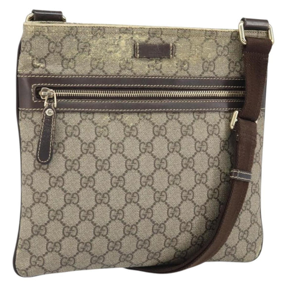 GUCCI GG Supreme Shoulder Bag PVC Beige Gold 295257 Auth 170375