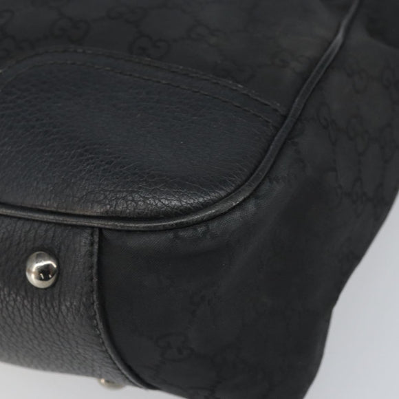 GUCCI GG Canvas Web Sherry Line Tote Bag Black Silver Red 293592 Auth 170377