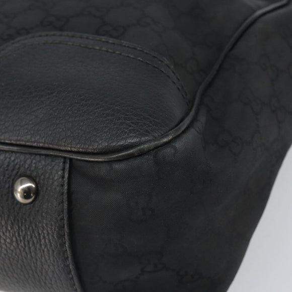 GUCCI GG Canvas Web Sherry Line Tote Bag Black Silver Red 293592 Auth 170377