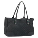 GUCCI GG Canvas Web Sherry Line Tote Bag Black Silver Red 293592 Auth 170377-1
