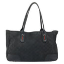 GUCCI GG Canvas Web Sherry Line Tote Bag Black Silver Red 293592 Auth 170377-13