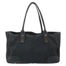 GUCCI GG Canvas Web Sherry Line Tote Bag Black Silver Red 293592 Auth 170377-2