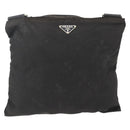 PRADA Shoulder Bag Nylon Black Silver Auth 170378-13