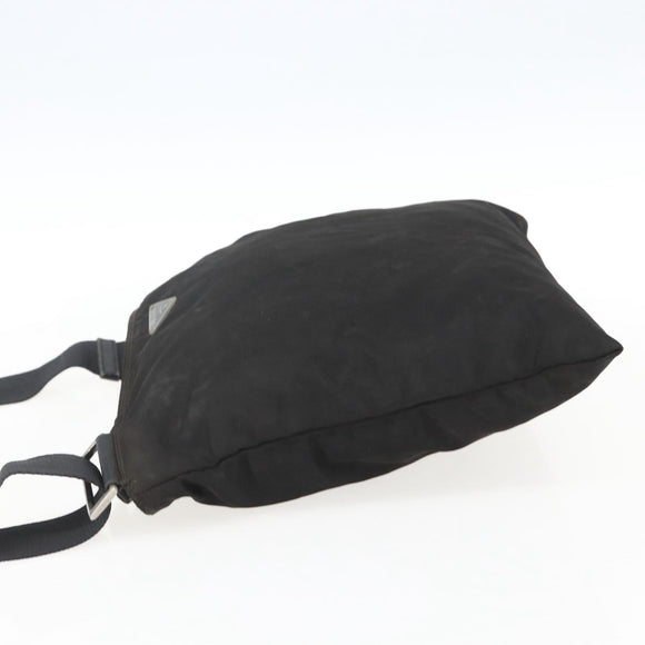PRADA Shoulder Bag Nylon Black Silver Auth 170378