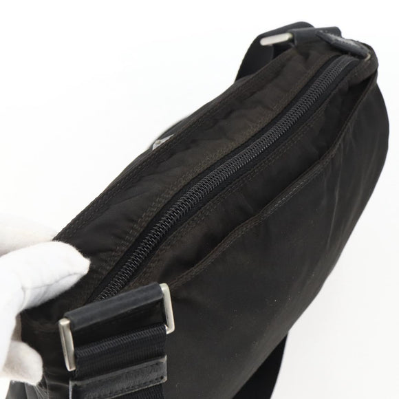 PRADA Shoulder Bag Nylon Black Silver Auth 170378