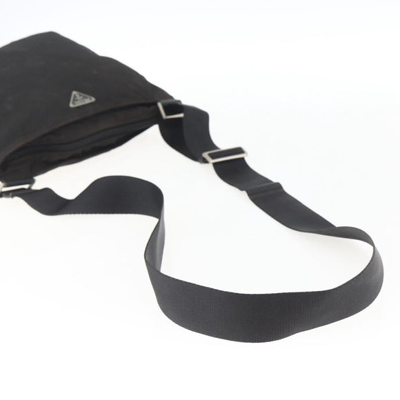PRADA Shoulder Bag Nylon Black Silver Auth 170378