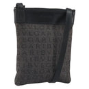 BVLGARI Logo Mania Shoulder Bag Canvas Black Silver Auth 170379-1