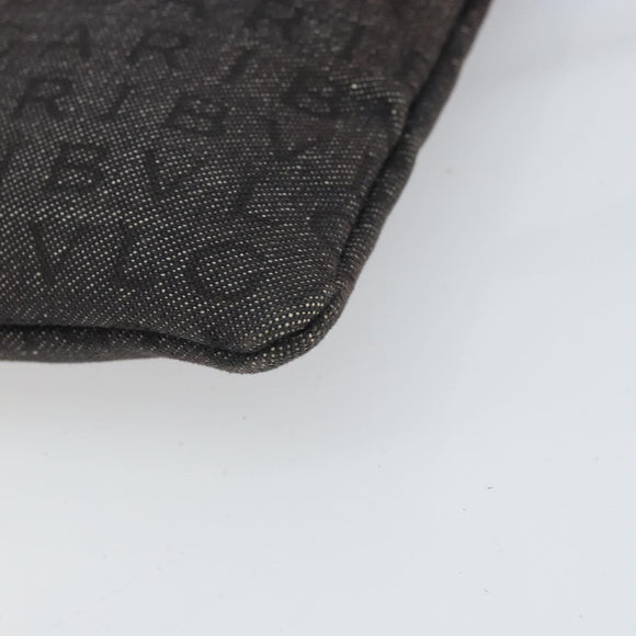 BVLGARI Logo Mania Shoulder Bag Canvas Black Silver Auth 170379
