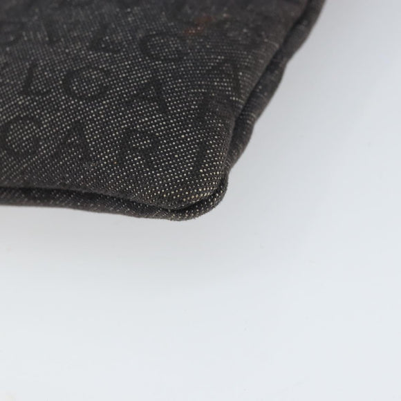 BVLGARI Logo Mania Shoulder Bag Canvas Black Silver Auth 170379
