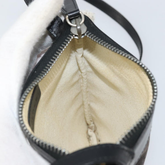 BVLGARI Logo Mania Shoulder Bag Canvas Black Silver Auth 170379