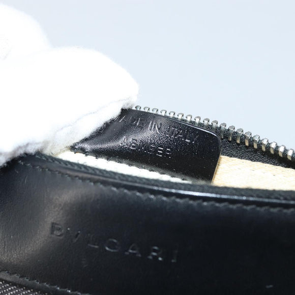 BVLGARI Logo Mania Shoulder Bag Canvas Black Silver Auth 170379
