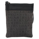BVLGARI Logo Mania Shoulder Bag Canvas Black Silver Auth 170379-13