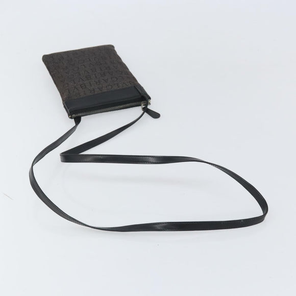 BVLGARI Logo Mania Shoulder Bag Canvas Black Silver Auth 170379