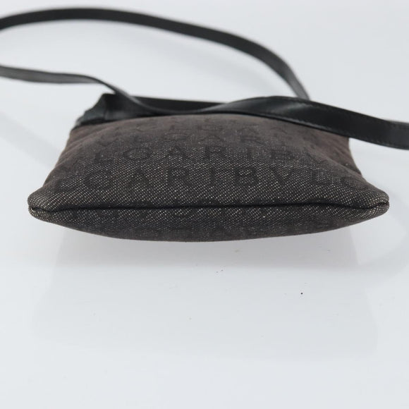 BVLGARI Logo Mania Shoulder Bag Canvas Black Silver Auth 170379