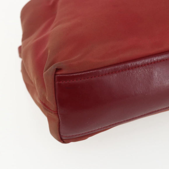 PRADA Hand Bag Nylon Red Silver Auth 170383
