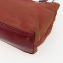 PRADA Hand Bag Nylon Red Silver Auth 170383-15