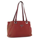 PRADA Hand Bag Nylon Red Silver Auth 170383-1