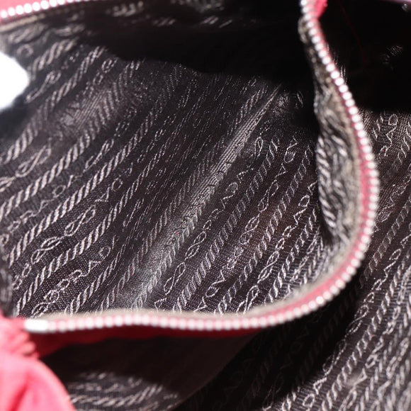 PRADA Hand Bag Nylon Red Silver Auth 170383