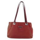 PRADA Hand Bag Nylon Red Silver Auth 170383-13
