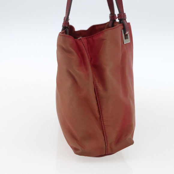PRADA Hand Bag Nylon Red Silver Auth 170383