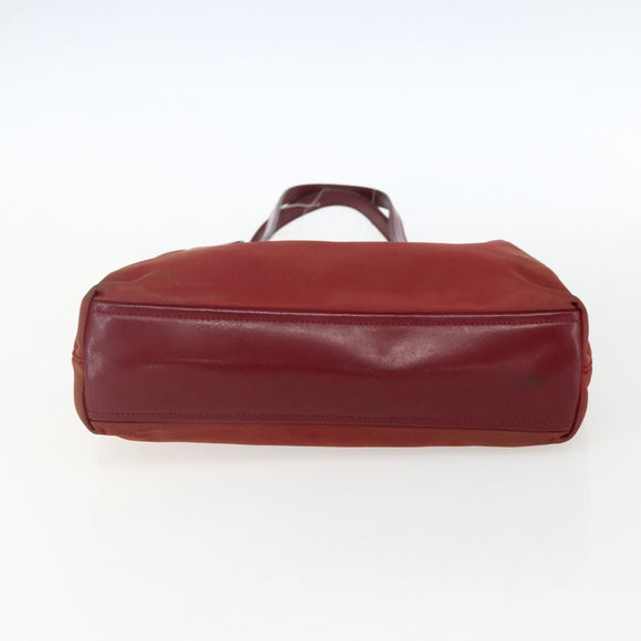 PRADA Hand Bag Nylon Red Silver Auth 170383