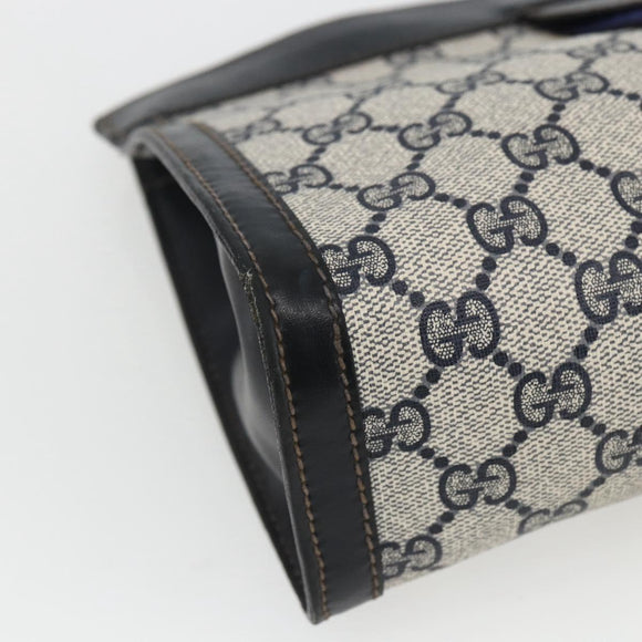 GUCCI GG Supreme Sherry Line Clutch Bag PVC Navy Red Auth 170386