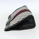 GUCCI GG Supreme Sherry Line Clutch Bag PVC Navy Red Auth 170386-4