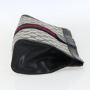 GUCCI GG Supreme Sherry Line Clutch Bag PVC Navy Red Auth 170386-5