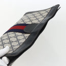 GUCCI GG Supreme Sherry Line Clutch Bag PVC Navy Red Auth 170386-6