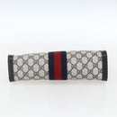GUCCI GG Supreme Sherry Line Clutch Bag PVC Navy Red Auth 170386-7
