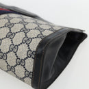 GUCCI GG Supreme Sherry Line Clutch Bag PVC Navy Red Auth 170386-8