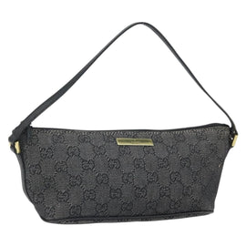 GUCCI GG Canvas Hand Bag Black Gold 07193 Auth 170387