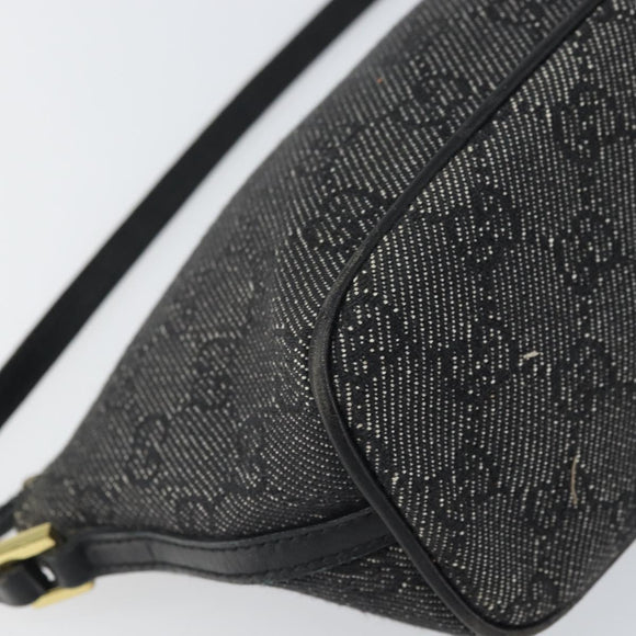 GUCCI GG Canvas Hand Bag Black Gold 07193 Auth 170387