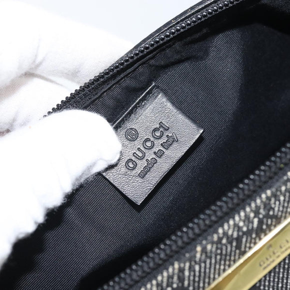 GUCCI GG Canvas Hand Bag Black Gold 07193 Auth 170387