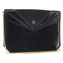 GIVENCHY Chain Shoulder Bag Leather Black Gold Auth 170389-1