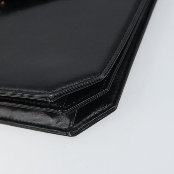 GIVENCHY Chain Shoulder Bag Leather Black Gold Auth 170389