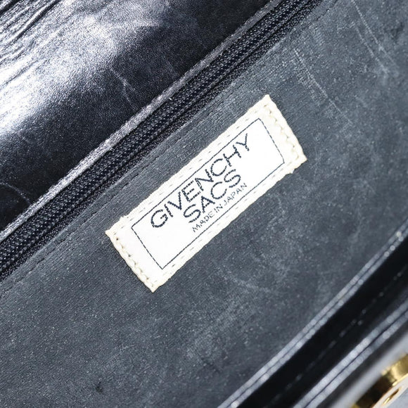 GIVENCHY Chain Shoulder Bag Leather Black Gold Auth 170389