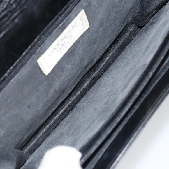 GIVENCHY Chain Shoulder Bag Leather Black Gold Auth 170389