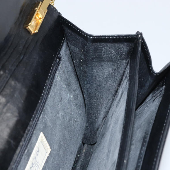 GIVENCHY Chain Shoulder Bag Leather Black Gold Auth 170389