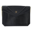 GIVENCHY Chain Shoulder Bag Leather Black Gold Auth 170389-13
