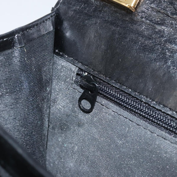 GIVENCHY Chain Shoulder Bag Leather Black Gold Auth 170389