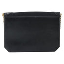 GIVENCHY Chain Shoulder Bag Leather Black Gold Auth 170389-2