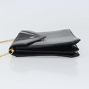 GIVENCHY Chain Shoulder Bag Leather Black Gold Auth 170389-4