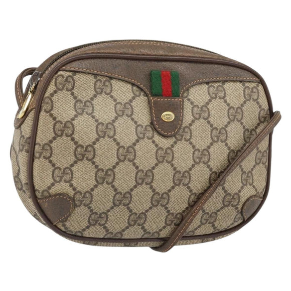 GUCCI GG Supreme Web Sherry Line Shoulder Bag PVC Beige 89 02 066 Auth 170390