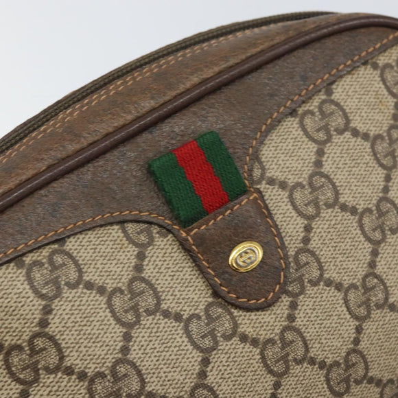 GUCCI GG Supreme Web Sherry Line Shoulder Bag PVC Beige 89 02 066 Auth 170390